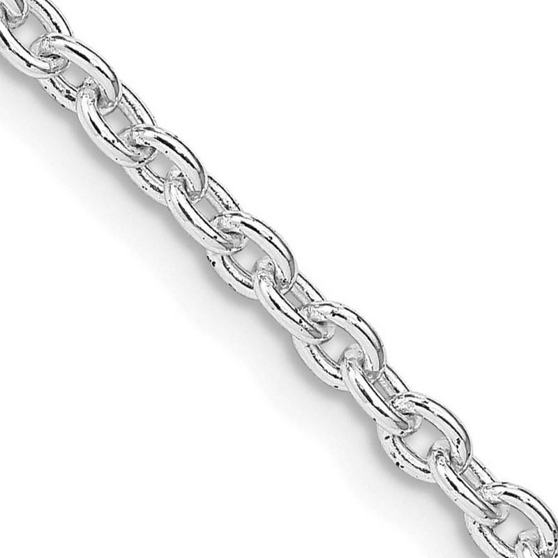 2.75mm Rhodium Plated Sterling Silver Solid Cable Chain Necklace, 18in